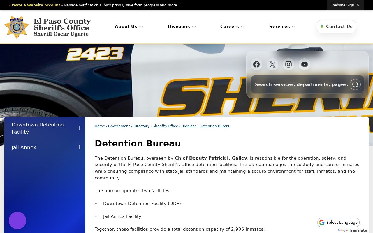 El Paso County arrest records Detention Bureau facilities overview