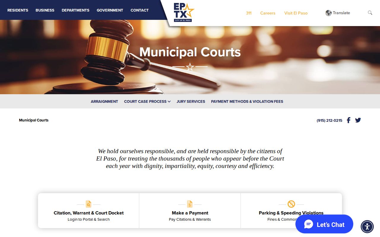 El Paso criminal history Municipal Court records office