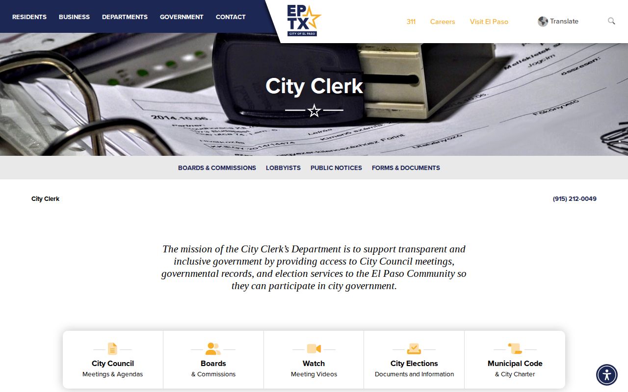 El Paso criminal history City Clerk public records request channel
