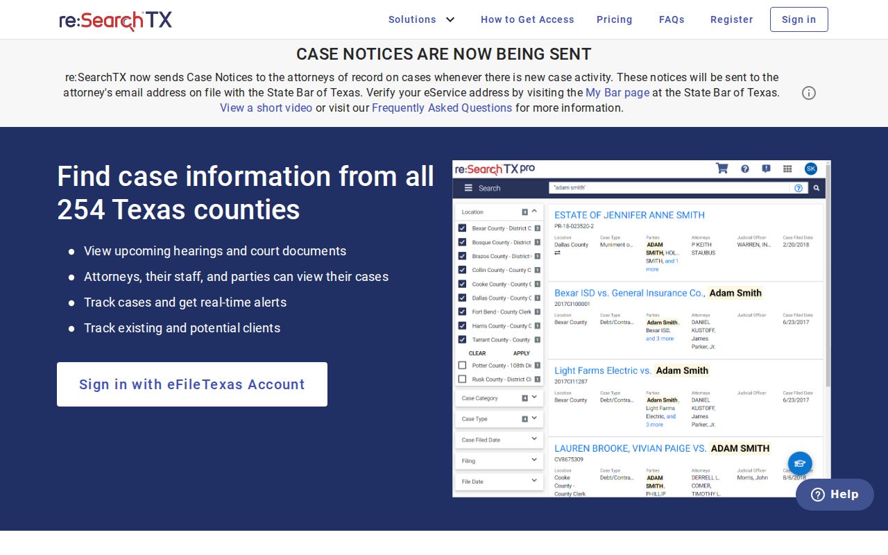 El Paso County criminal court case search on re:SearchTX