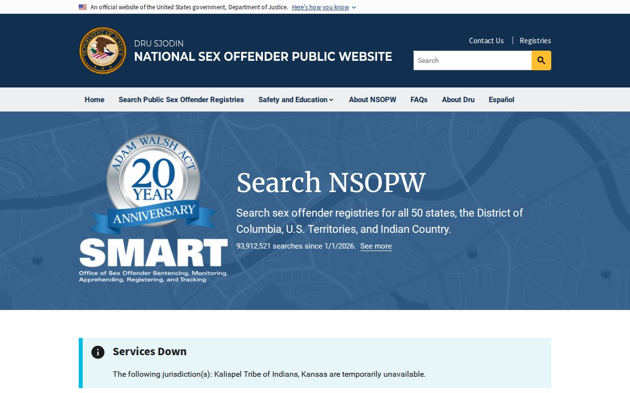 El Paso County sex offender check using the NSOPW national search interface